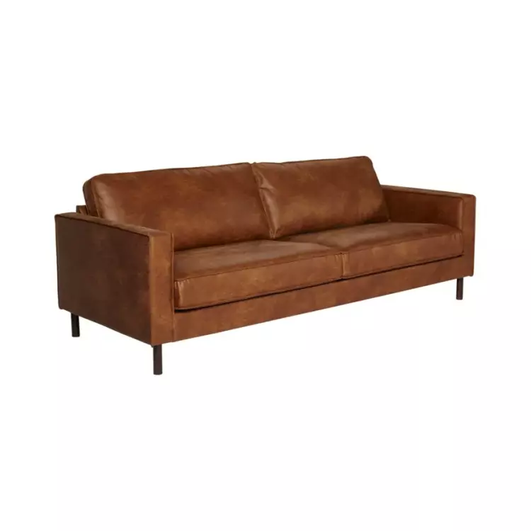 218758 - Weston 3 seter sofa 2 sitteputer eco skinn lys brun med treben mørk brun 14cm - 3.jpg.webp